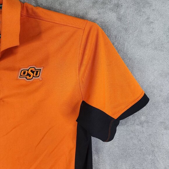 Mens Nike Dri-Fit Orange & Black Polo Shirt OSU Oklahoma State Short Sleeve M - Picture 5 of 12